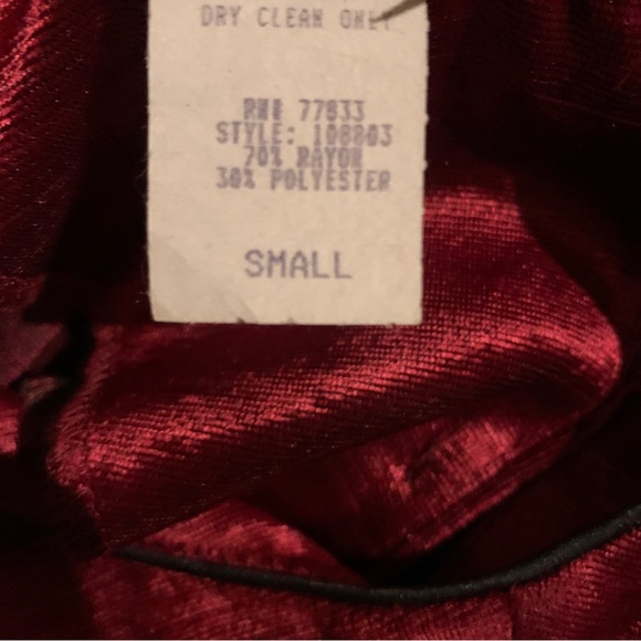 VTG Ruth Norman Neiman Marcus Sz Small Burgundy Velvet Long Sleeve Burnout Dress - Picture 10 of 11